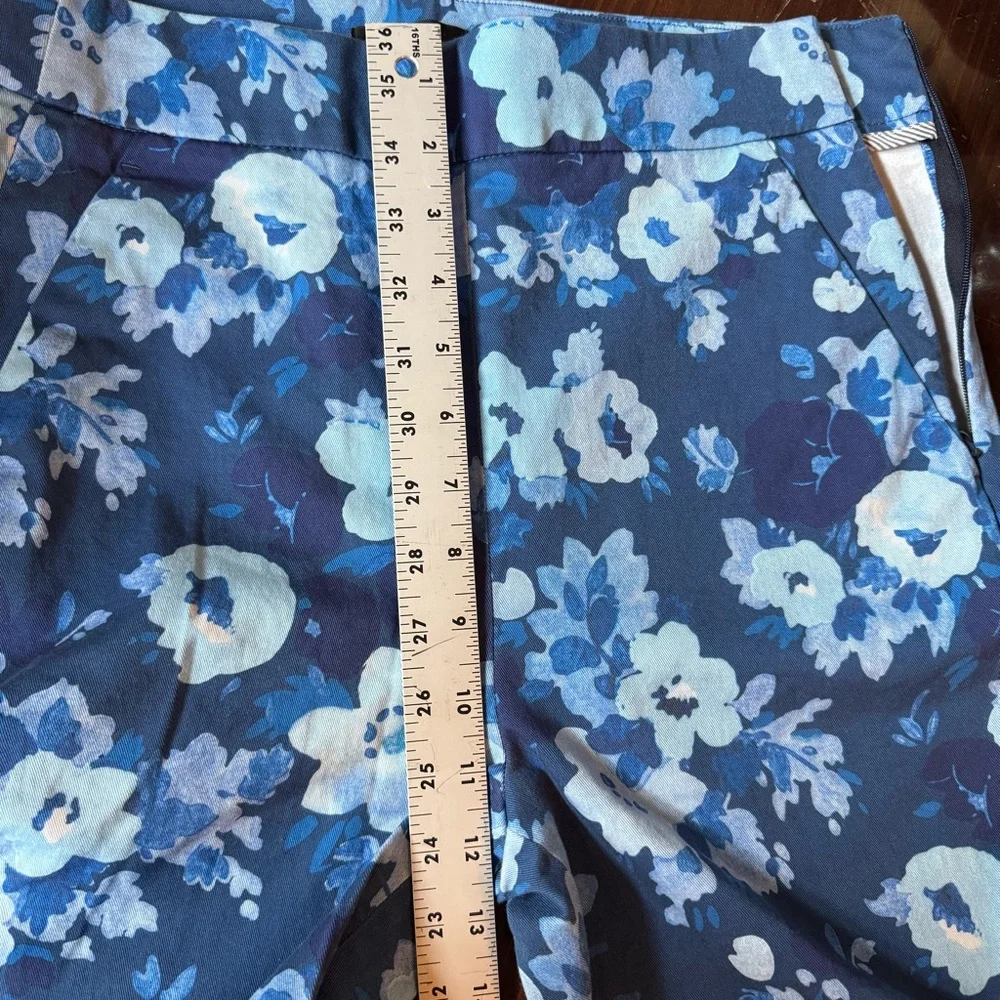 J. CREW 6 TALL Remi Blue Floral Re-Imagined Watercolor Pants Womens size 6T